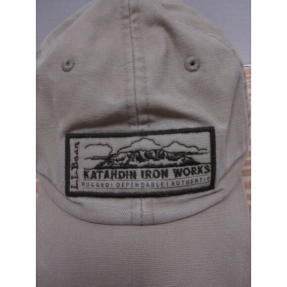 LL Bean Katahdin Iron Works Hat Cap Strap Back Khaki Canvas Adjustable - Picture 3 of 12